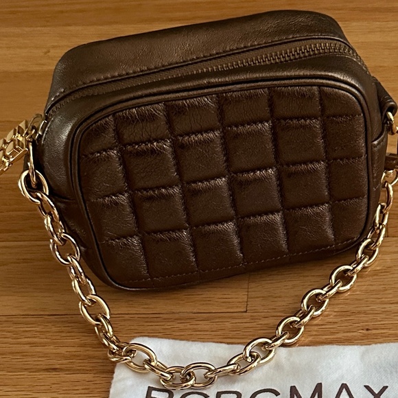 NWOT BCBG Bronze Quilted Mini Bag Evening Bag Gold Chain - Picture 2 of 10